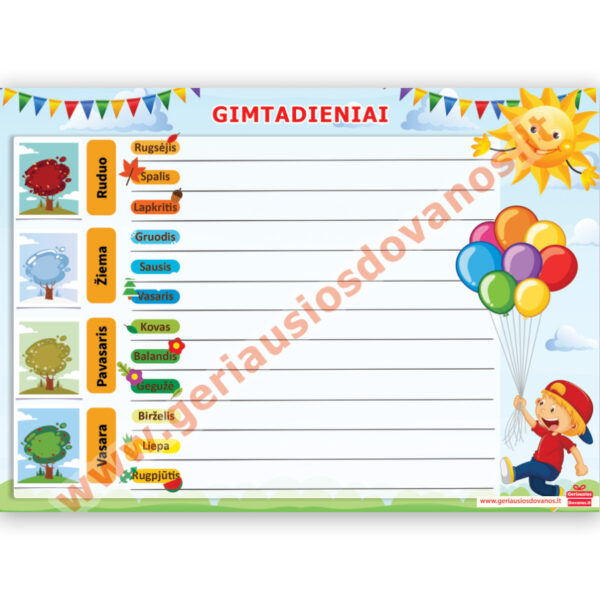 A2 formato plakatas vaikams „Gimtadieniai“