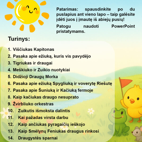 draugystės pamokėlės mažiesiems. iliustruotos pasakos