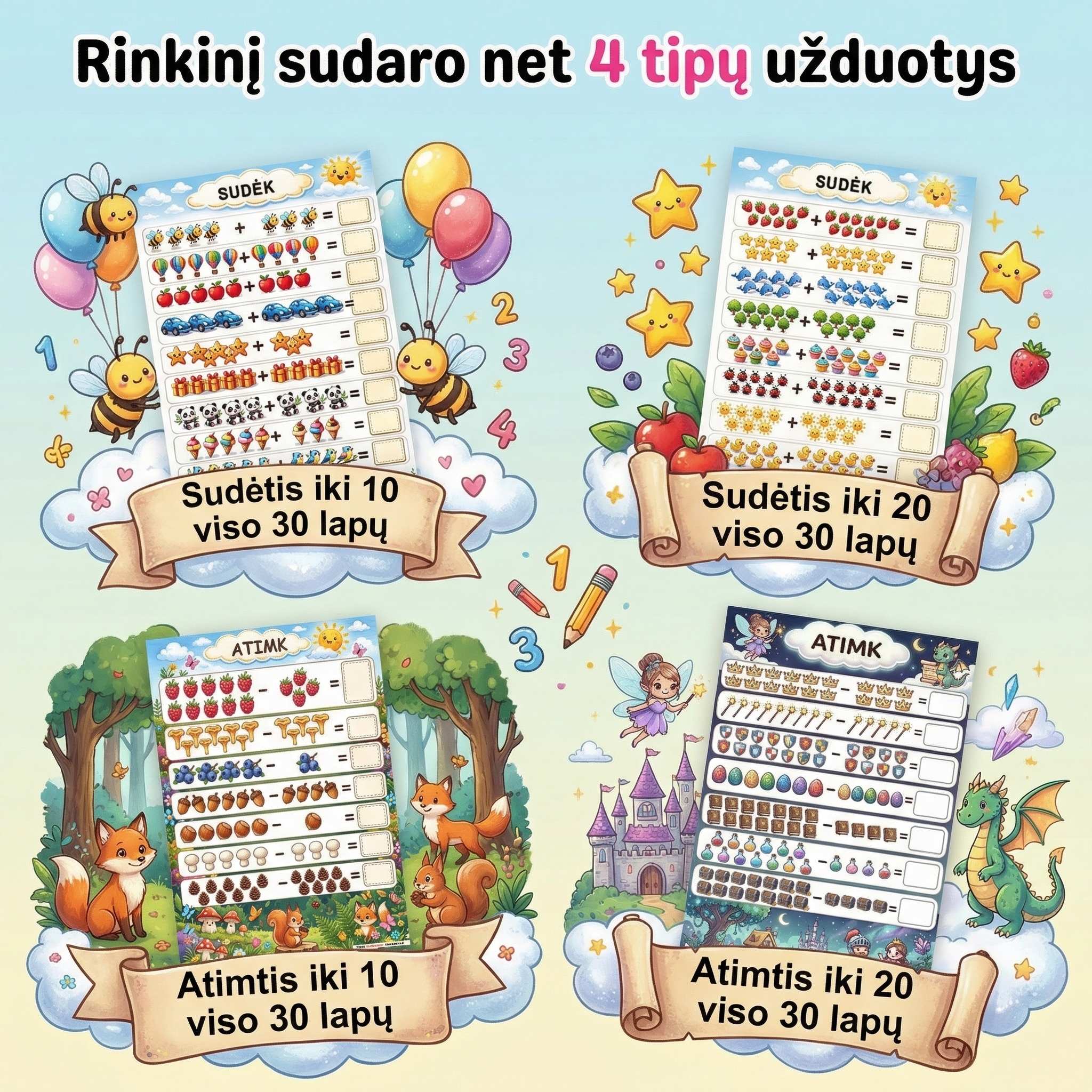 Skaičių Nuotykiai: Linksmoji Sudėtis ir Atimtis (120 lapų)