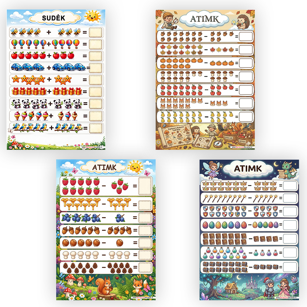 Skaičių Nuotykiai: Linksmoji Sudėtis ir Atimtis (120 lapų)