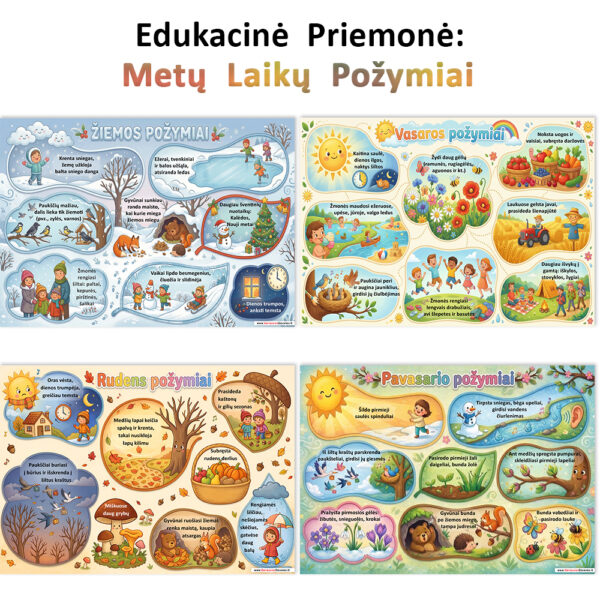 Edukacinių Kortelių Rinkinys „Metų Laikų Pažinimas“