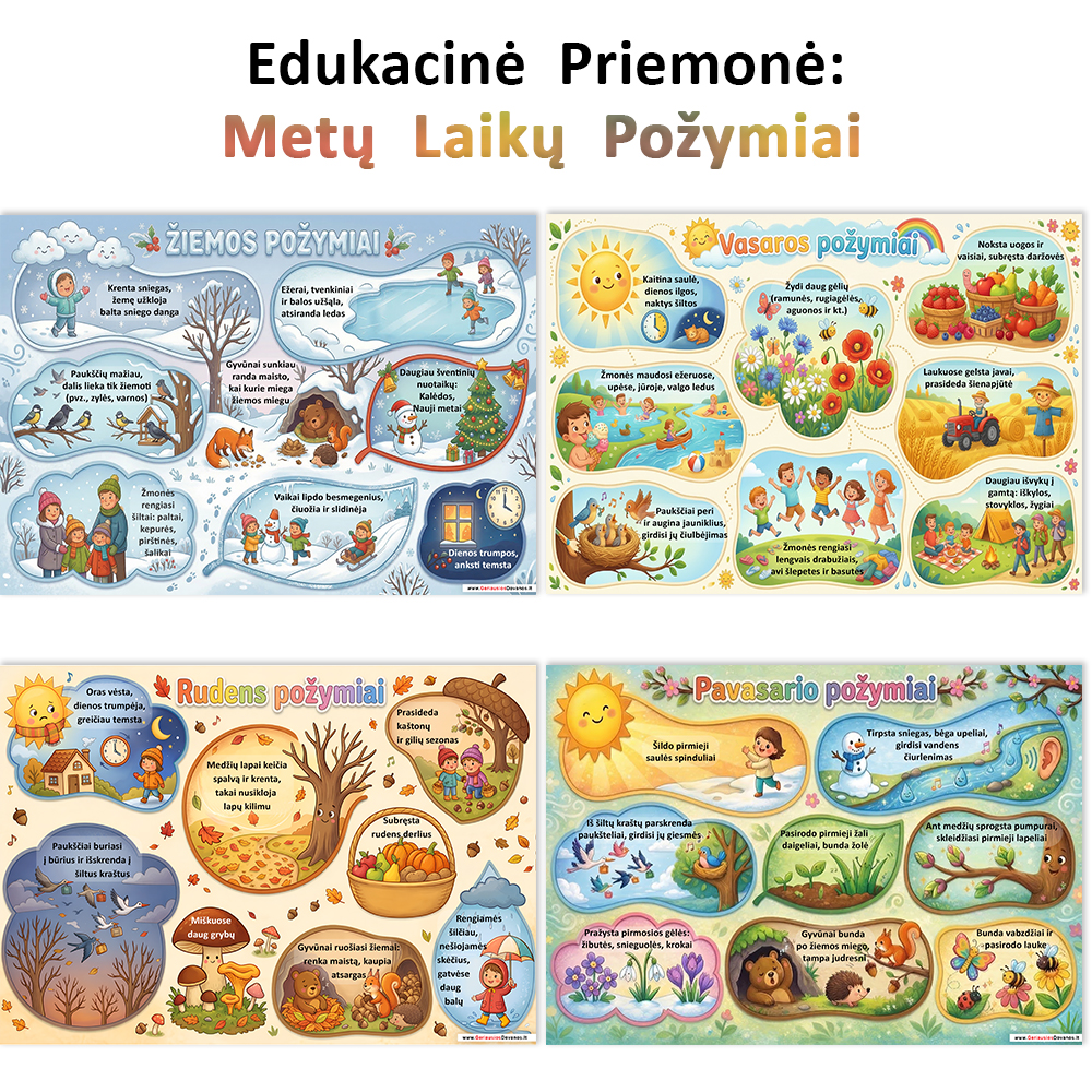 Edukacinių Kortelių Rinkinys „Metų Laikų Pažinimas“