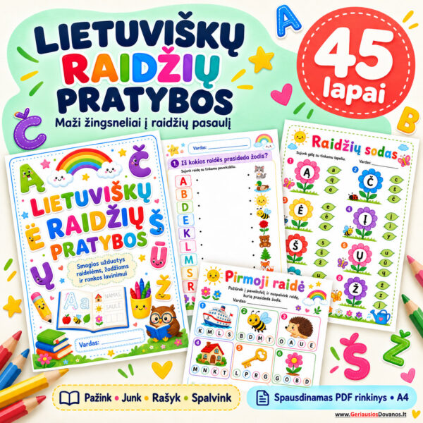 Mano linksmasis raidžių pratybų sąsiuvinis: žaidžiu, atrandu, išmokstu